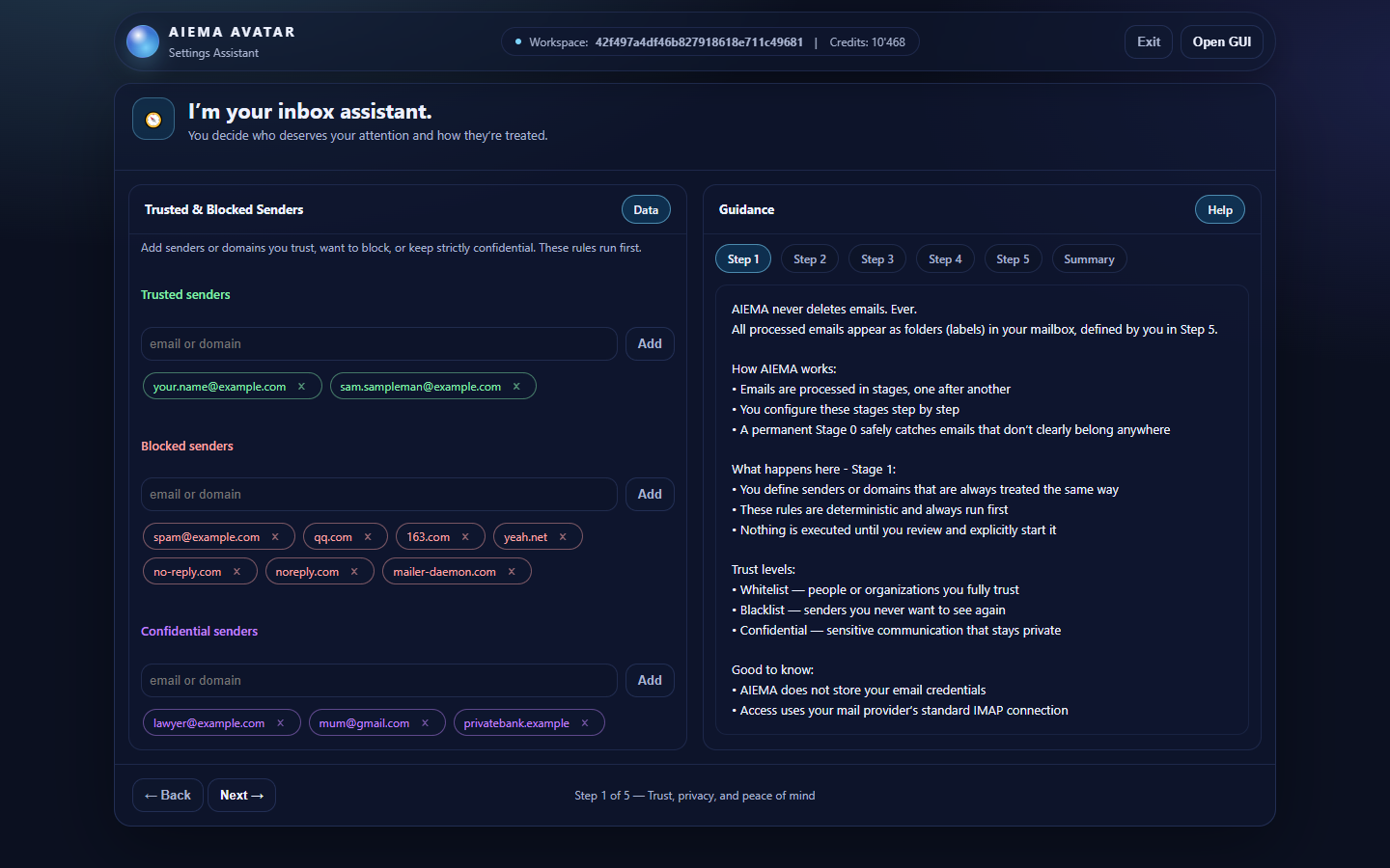 Trusted & blocked senders